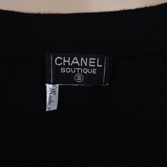 Vintage Chanel Boutique Black Knit Pleated Hem Skirt Sz S